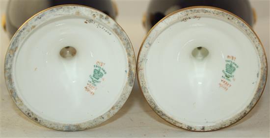 A pair of large Coalport oviform pedestal vases and covers, c.1902, 36cm